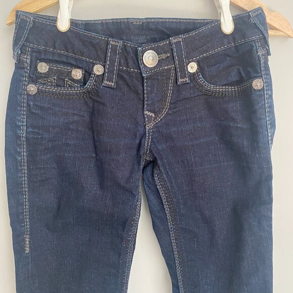 True Religion Low Rise Slim Straight Dark Denim Jeans Size 26 - Picture 2 of 9